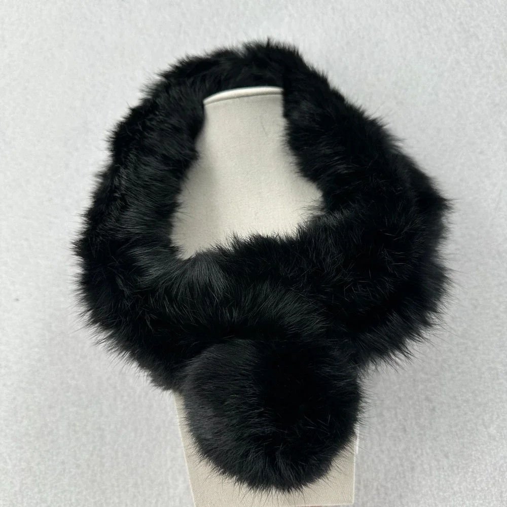 VTG 1960s Adjustable Fur Collar Scarf Black One Size Beautiful Soft Old Money